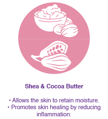 Shea & cocoa butter maintained skin elasticity